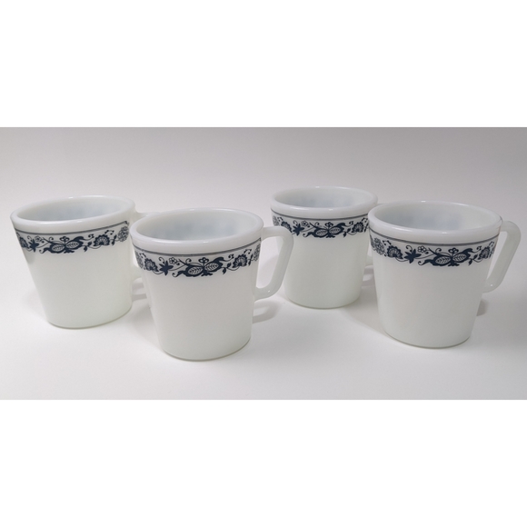 4 Vintage Pyrex White Milk Glass Coffee Mugs Cups 300 ML - Picture 3 of 7